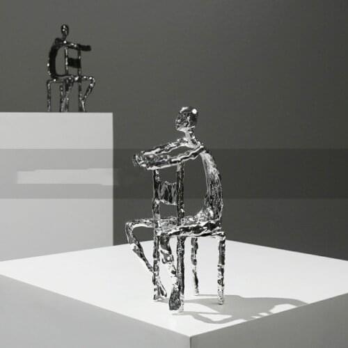 Luxury Home Decoration Living Room Office Hotel Desktop Soft Decoration Ornaments Abstract Metal Sitting Figure Art Ornaments
