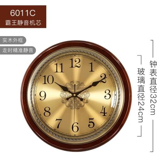 Luxury Wood Wall Clock Metal Retro Nordic American Gold Silent Clocks Wall Home Decor Living Room Bedroom Farmhouse Decor Clock