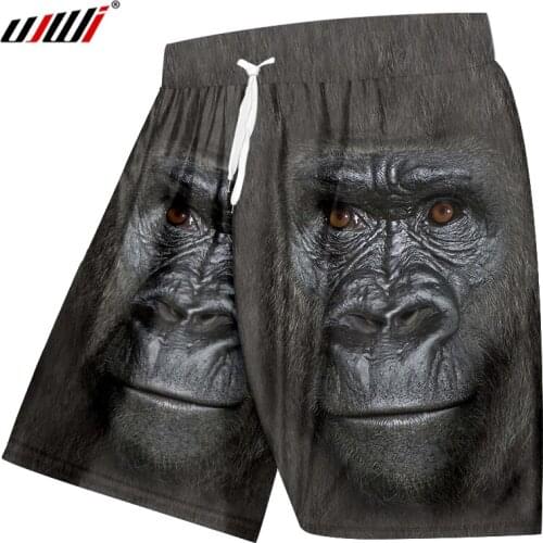 UJWI Summer New Funny Orangutan Sports Bermuda Masculine Beach Shorts 3D Printed Animal Large Size Leisure 5XL