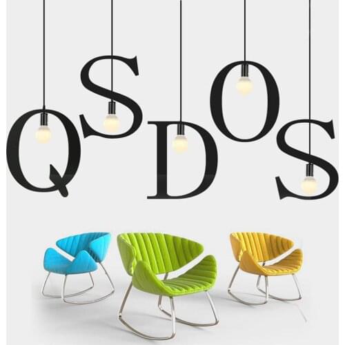 Modern Simple Pendant Lamp Nordic Creative Bar Individual Art Iron Art Single Head Pendent Light Alphabetic Dining Light lamp