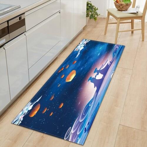 Kitchen Mat Modern Long Carpet Bedroom Entrance Doormat Absorbent Floor Mats Non Slip Scenic Pattern Corridor Hallway Area Rug