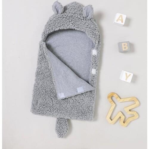 Baby Sleeping Bags Solid Newborn Girl Boys Stroller Wrap Swaddle Cute Fox Ears Tail Toddler Infant Soft Sleepsack Fashion Velcro