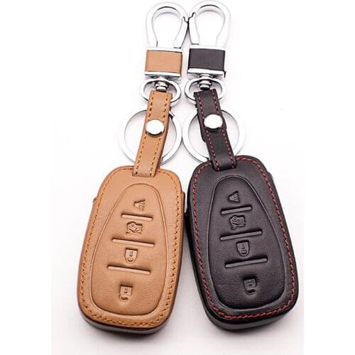 Top layer leather Genuine Leather car key cover for Chevrolet Cruze Malibu 2016 XL 4Button Keyless Entry protect shell key cover