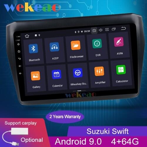 Wekeao Touch Screen 9'' 1 Din Android 9.0 Car Radio Automotivo Car Dvd Player For Suzuki Swift Android Auto GPS Navigation 2017