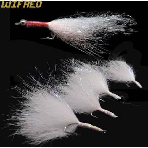 Wifreo 10PCS Salmon Trout Sea Bass Steelhead Minnow Fly Fishing Flies Lure Ice Dubbing Streamer Fly Bucktail Flies Artificial Ba