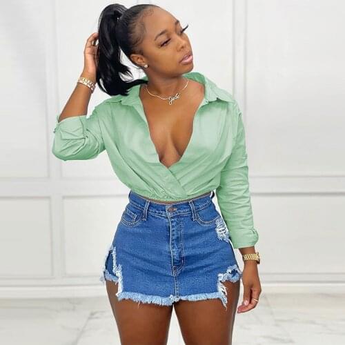 Autumn Fashion Ruched Solid Basic Shirt for Women Casual Turn Down Collar Full Sleeve Blouse Streetwear Slim Fit Cropped Tops