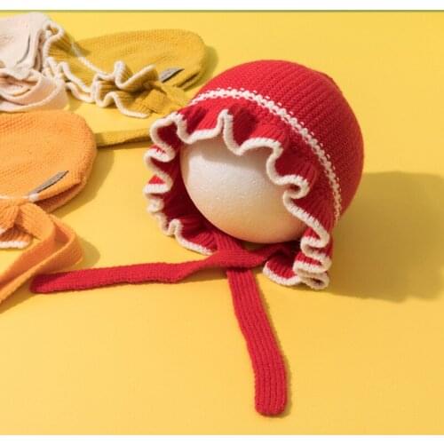 Winter Warm Hat For Kids Cute Baby Girls Hat With Ears Knitted Lacing Ear Protection Toddler Cap Beanies Bonnet