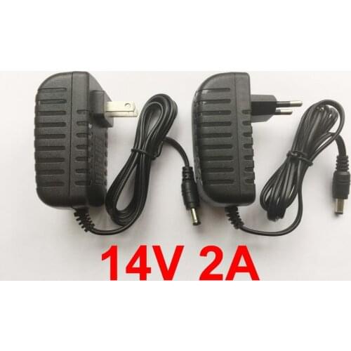 1PCS 14V 2A AC 100V-240V Converter Adapter DC 14V 2A 2000mA Power Supply EU US Plug 5.5mm x 2.1-2.5mm