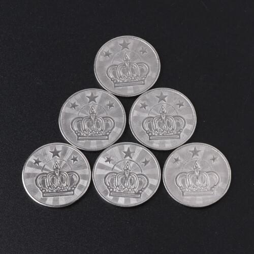 10pcs 25*2mm Game Token Stainless Steel Arcade Game Coin Crown Tokens 62KF