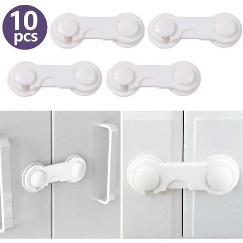 10PCS Child Safety Locks Self-Adhesive Cupboard Cabinet Drawer Kitchen System Locks for Baby Proofing White