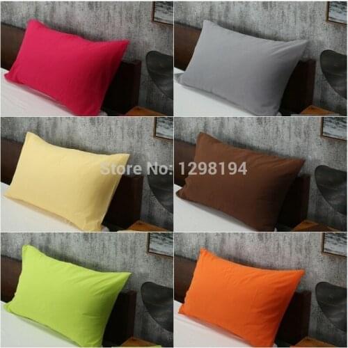2PCS=1Pair Solid Color Bed Pillow Case Pillowcases Bedding Bedroom Pillow Cover Standard Queen Size White Green Gray Yellow