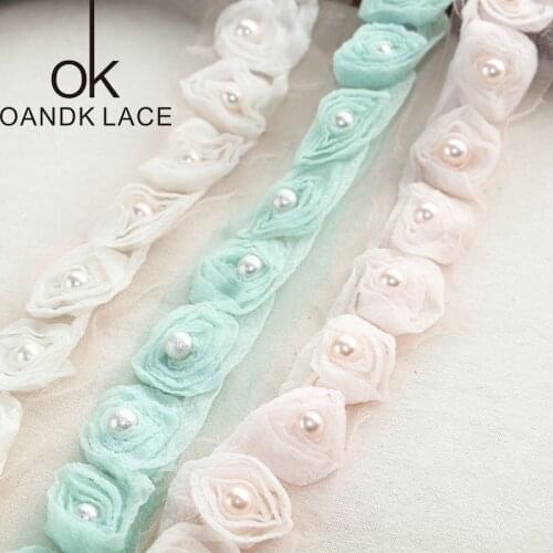 2yard 4cm Eugene yarn pearl lace Fabric Trim Ribbons DIY Sewing Handmade Craft Materials