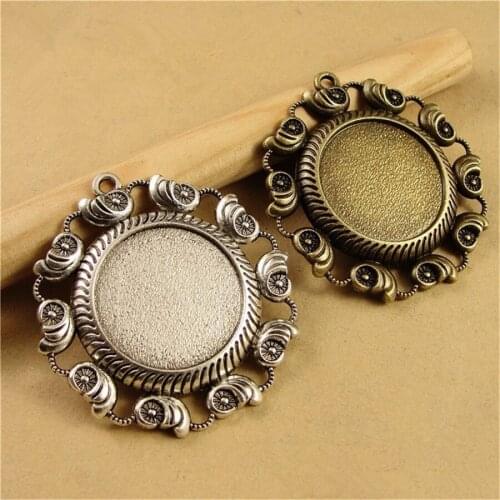 25mm Round Cabochon Base Antique Bronze/Silver Plated Vintage Style Alloy Pendant Blank Settings For Jewelry Making