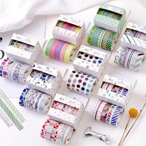 5 pcs/pack Striped/Grid/Flowers Basic Solid Color paper Washi Tape Adhesive Tape DIY Scrapbooking Sticker Label Masking Tape