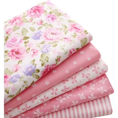 5 pcs 40cm*50cm Pink 100% Cotton Fabric For Sewing Fat Quarter Quilting Patchwork Tissue Tilda Doll Cloth Kids Bedding Textile