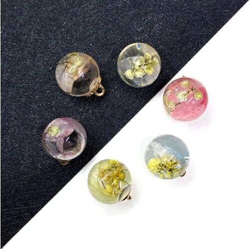 5pcs/pack Glass Ball Ornaments Glass Jar Glass Beads Dried Flower Pendant DIY Jewelry Making Necklace Bracelet Earrings Size16mm