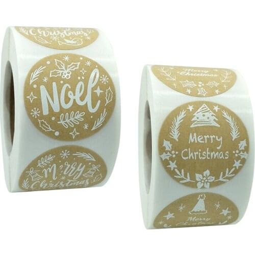 500Pcs Round Natural Kraft Sticker Scrapbooking For Package Christmas Present Sealing Sticker Paper Stationery Sticker 3.8cm