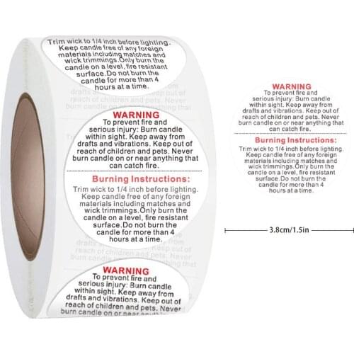 500pcs/roll Coated Paper English Holiday Decoration Envelope Christmas Sticker Candle Warning Sticker Round Roll Sticker