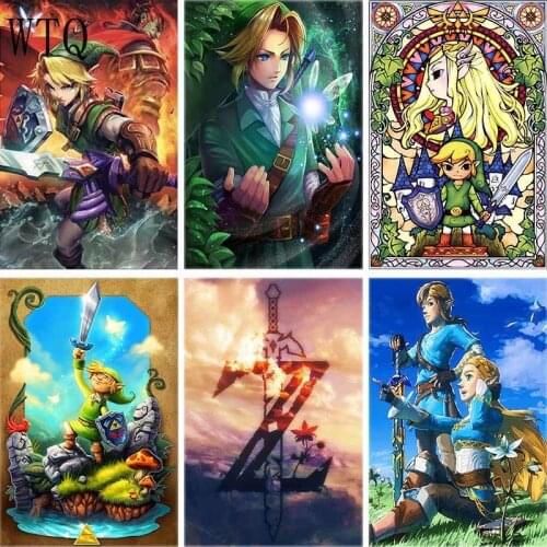 5D DIY Diamond Painting Cross Stitch Kits Cartoon Zelda Mosaic Picture Full Square/Round Diamond Embroidery Wall Home Decoration