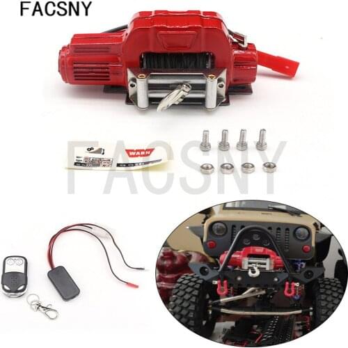 Automatic Winch Red and Wireless Remote Controller Receiver for 1/10 RC Crawler Car Axial SCX10 Traxxas TRX4 D90 KM2 TF2 Tamiya