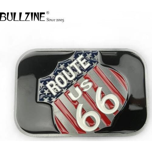 Bullzine Fashion zinc alloy western ROUTE 66 belt belt buckle pewter finish FP-03690 LUXURIOUS cowboy jeans gift belt buckle