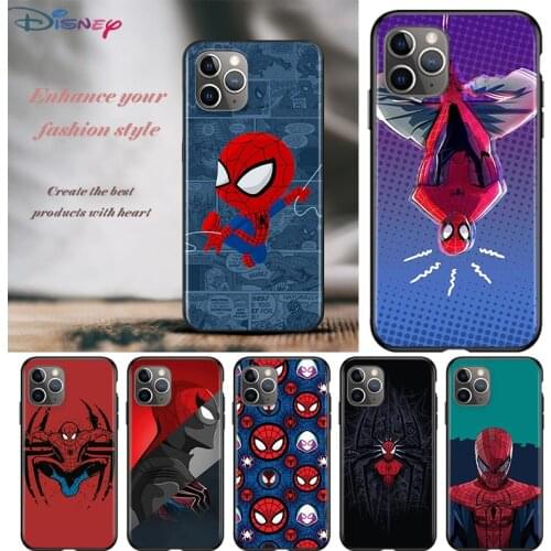 Super Hero Avengers Spider-Man For Apple iPhone 12 11 Pro Max mini XS Max XR X 8 7 6 6S Plus 5S SE 2020 Soft Black Phone Case