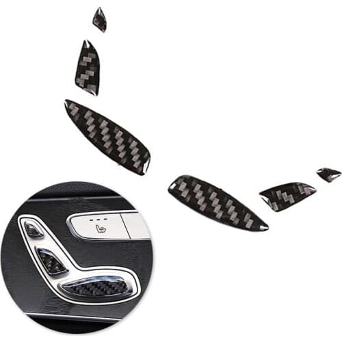 For Mercedes Benz C E GLC Class W205 W213 X253 6pcs Carbon Fiber Car-styling Seat Adjustment Switch Button Cover Trim