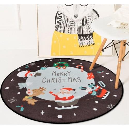 Home Round Carpet Christmas Printed Thick Water-absorption Non-slip Living Room Hanging Rugs Basket Decor Happy New Year Decor