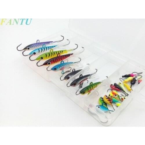 FANTU Ice Fishing Lure Set Hook 26pcs/lot Drop Ice Jig With An Eyelet Winter Fishing Hook Accessories