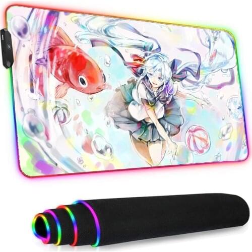 Mouse Pad Rgb Anime Sexy Girls Valorant Rug Cute Genshin Impact Laptops Pc Gamer Keyboard Gaming Accessories Wrist Rest Stitch