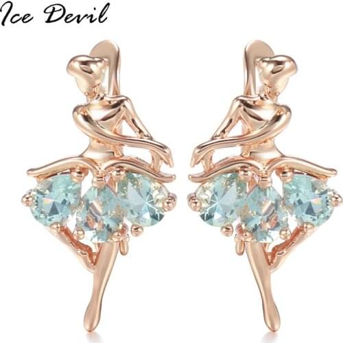 KQ126 Korean Style Stylish Water Drop Blue Zircon Earrings Ins Trendy Cool Design Ballet Girl Earrings