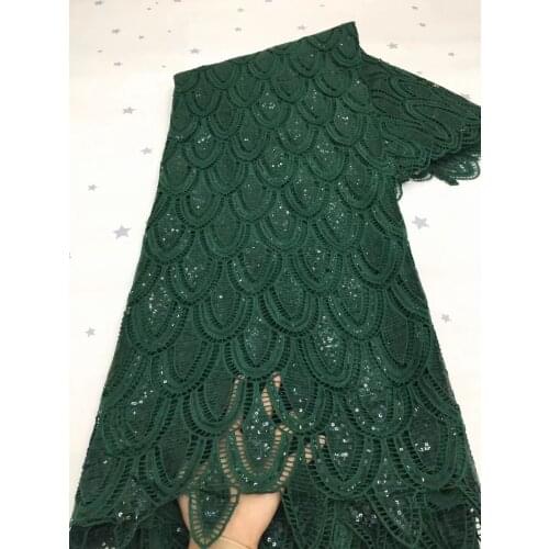 Green African Lace Fabric 2021 High Quality Guipure Lace Fabric With Sequins Latest French Cord Lace Fabric for Party VXZ4979