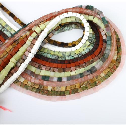 Natural stone 5mm wild square shaped semi-precious stone loose beads jewelry making DIY necklace bracelet accessories 16 inches