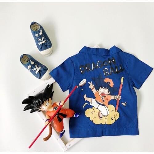 Tonytaobaby Summer New Boy Cartoon Wukong Print Fake Two Shirts Boys Shirts