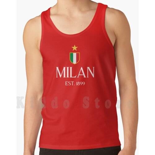 Tank Tops Vest 100% Cotton Calcio Calcio Rossoneri Rossonero Football Soccer Scudetto Italia Italian Italian Football