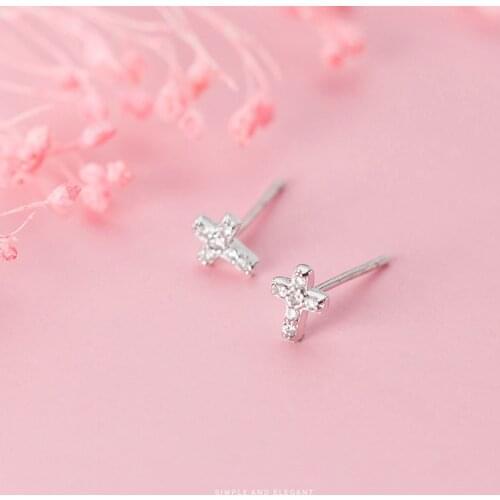 Modian Genuine 925 Sterling Silver Fashion Cross Stud Earrings With AAA Zirconia Push-Back Clasp Earrings for Women Fine Jewelry
