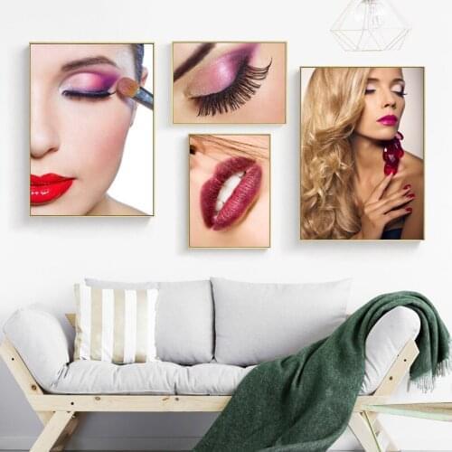 Fashion Girl Partial Make-up Canvas Painting Girl Wall Print Home Decoration Fashion Makeup Home Decoration