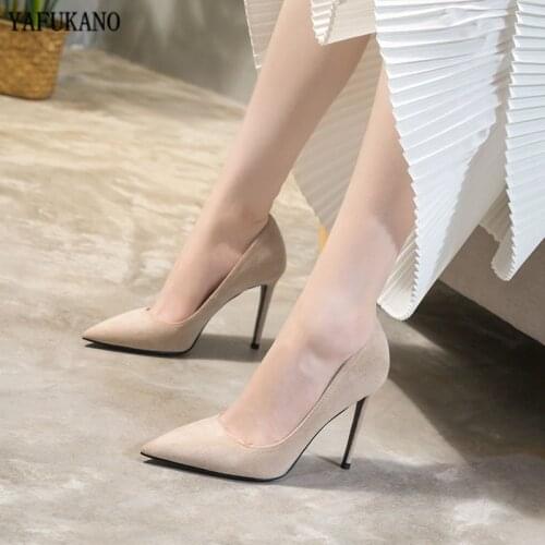 Fashion Sexy High Heels Pointed Students Wild Nude Thin Heels Single Shoes Elegant Dress Party Pumps Small Size Womens Shoes 33
