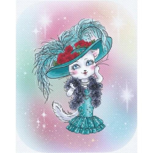 -Hollywood Cat Elf 23-28 Cross Stitch Set Chinese Cross-stitch Kit Embroidery Needlework Craft Packages Cotton Fabric Floss