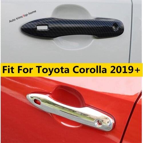 Yimaautotrims Side Door Pull Doorknob Handle Cover Trim ABS Chrome / Carbon Fiber Accessories Fit For Toyota Corolla 2019 - 2021