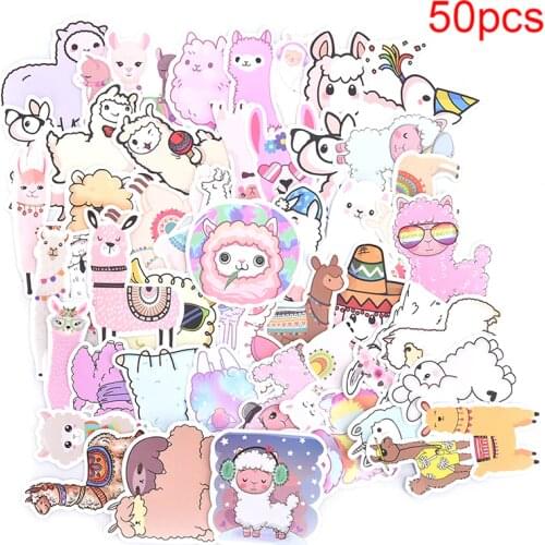 50Pcs Llama Alpaca Cute Sticker Kawaii Cartoon Camel Sheep Animal Stickers for Kids Reward Stickers Scrapbooking Bike Car Decal