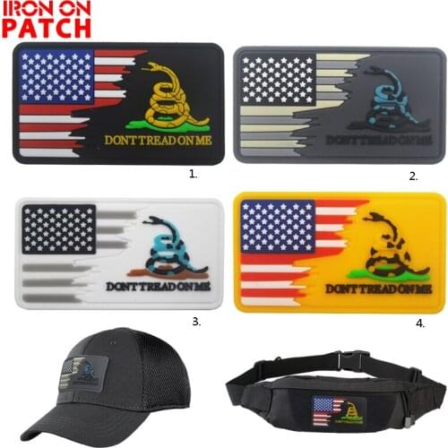 Don't Tread on Me Us Flag PVC Patch Military Snake Patch Tactical Hook Rubber Flags Combat Patches Drop Shipping Badges