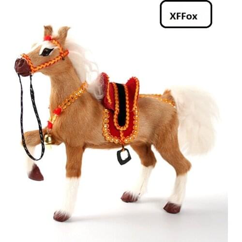New real life yellow horse model plastic&furs simulation horse doll with saddle gift about 24x7x21cm xf1835