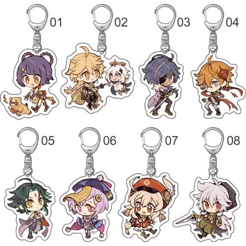 2021New Game Genshin Impact Acrylic Keychain Anime Delicate Craft Cartoon Key Chain Delicacy Bag Pendant Small Car Keyring