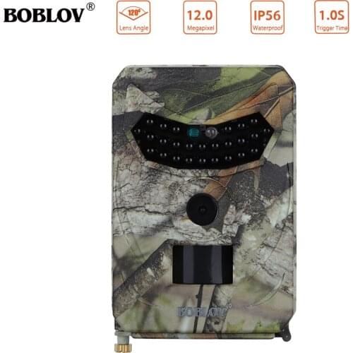 Boblov Hunting Camera 1080P HD Night Vision Trail Wildlife Cam 120 Wide Angle IP56 Photo Traps 26PCS IR LED Outdoor Wild Camera