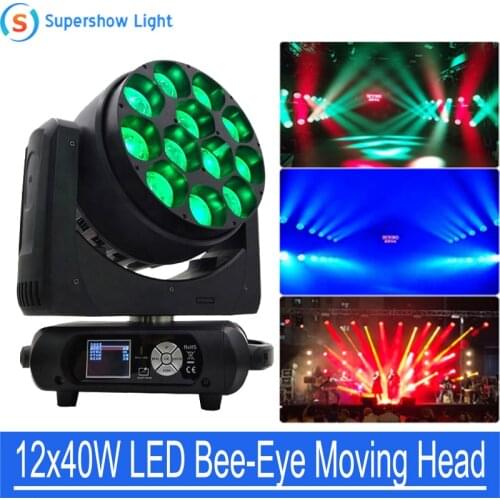 Manufacturer Dmx Moving Head Beam Wash Bee Eye 12x40W RGBW 4in1 Lyre Dot Control Led Moving Head Zoom