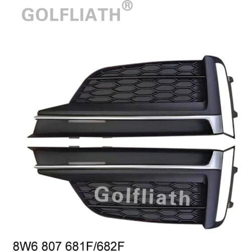 Front Fog Light Grille For Audi A5 B9 2017 2018 2019 Front Bumper Lower side Lamp Grill Cover Honeycomb 8W6 807 681F/682F