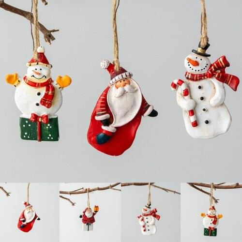 Christmas Ornament Creativity Santa Socks Elk Xmas Tree Small Pendant Hanging Resin Crafts New Year Party Home Decor