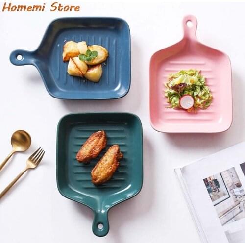 Nordic Rice Plate Ceramic Baking Tray Home Creative Plate Breakfast Plate Oven Microwave Cheese Rice Plate