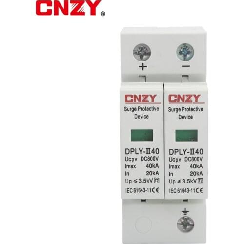 SPD DC 500V 800V 1000V 2P 20~40KA Surge Protective Protection Device Arrester Low Voltage House 2 Poles Surge ProtectoDin Rail